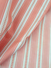 Striped ticking in salmon pink with leaves. Unused. Spain c.1950 - Per meter (25 m avail.)