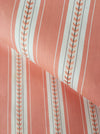 Striped ticking in salmon pink with leaves. Unused. Spain c.1950 - Per meter (25 m avail.)