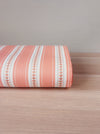 Striped ticking in salmon pink with leaves. Unused. Spain c.1950 - 2.6 meters