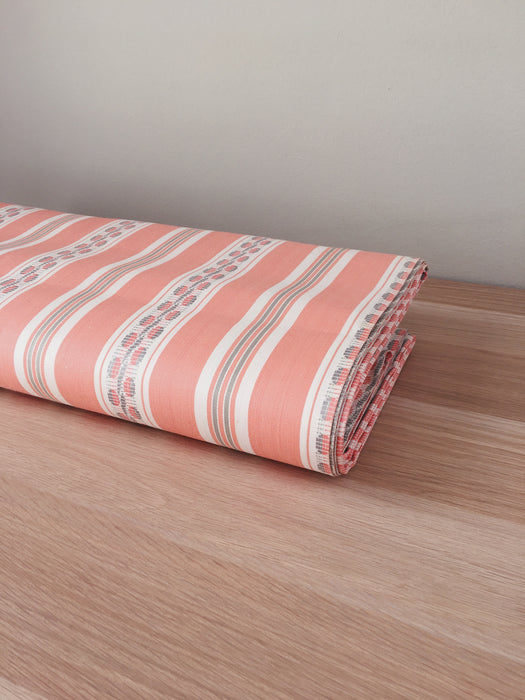 Striped ticking in salmon pink Unused. Spain c.1950 - 6 meters