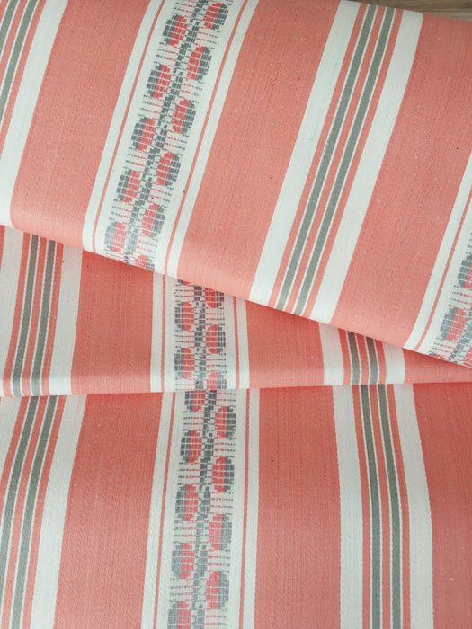 Striped ticking in salmon pink Unused. Spain c.1950 - 6 meters