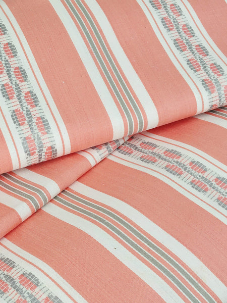 Striped ticking in salmon pink Unused. Spain c.1950 - 6 meters