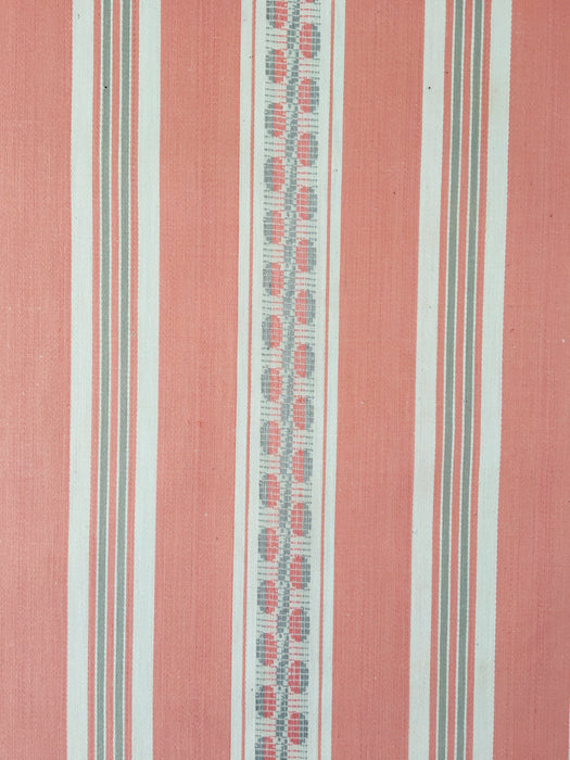 Striped ticking in salmon pink Unused. Spain c.1950 - 6 meters