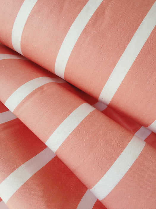 Salmon pink striped ticking. Unused. Spain c.1950 - 1 meter