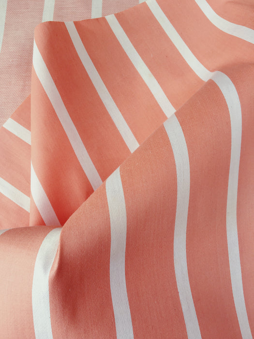 Salmon pink striped ticking. Unused. Spain c.1950 - 1 meter