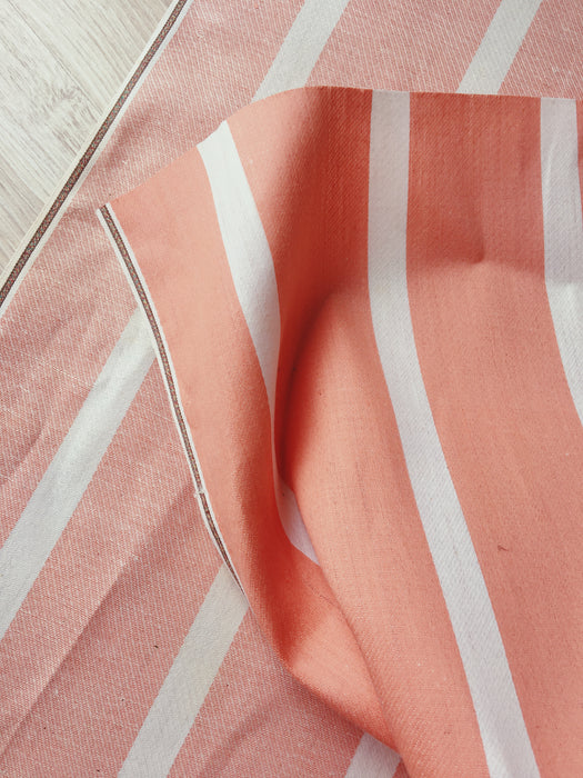 Salmon pink striped ticking. Unused. Spain c.1950 - Per meter (30 m avail.)