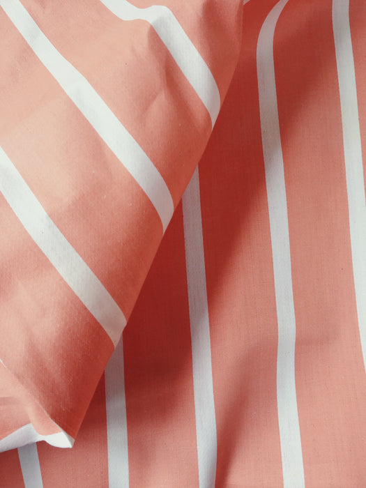 Salmon pink striped ticking. Unused. Spain c.1950 - 1 meter