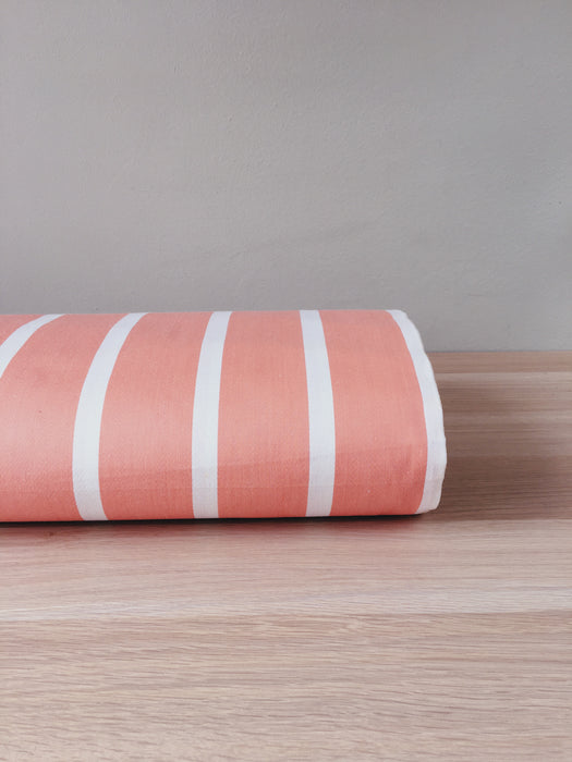Salmon pink striped ticking. Unused. Spain c.1950 - 1 meter