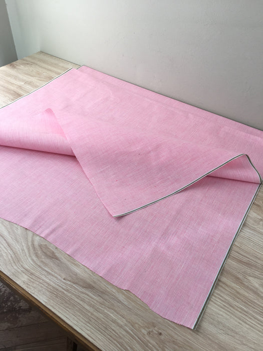 Soft pink solid ticking with texture. Spain c.1900 - Lot of 2 pieces (2.2 meters)
