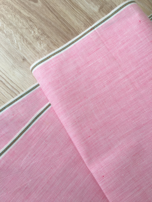 Soft pink solid ticking with texture. Spain c.1900 - Lot of 2 pieces (2.2 meters)