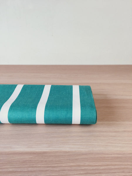 Striped ticking in emerald green and white. Unused. Spain c.1950 - 6 meters