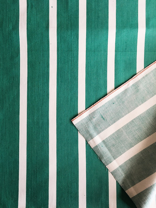 Striped ticking in emerald green and white. Unused. Spain c.1950 - 6 meters