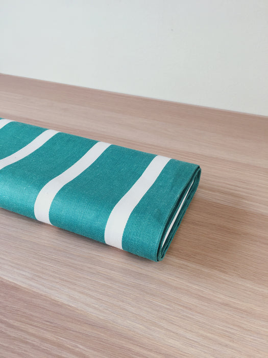 Striped ticking in emerald green and white. Unused. Spain c.1950 - 6 meters
