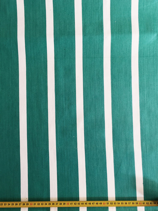 Striped ticking in emerald green and white. Unused. Spain c.1950 - 1.5 meters
