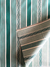 Emerald green striped ticking. Small jacquard pattern. Unused. Spain c.1950 - Per meter (23 m avail.)