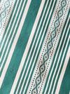 Emerald green striped ticking. Small jacquard pattern. Unused. Spain c.1950 - 1.95 meters