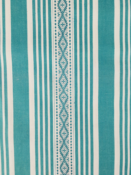 Emerald green striped ticking. Small jacquard pattern. Unused. Spain c.1950 - 2 meters