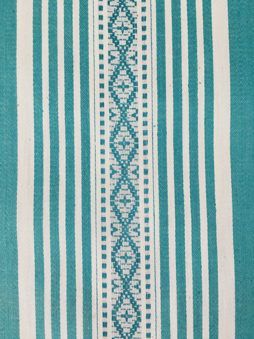 Emerald green striped ticking. Small jacquard pattern. Unused. Spain c.1950 - Per meter (23 m avail.)