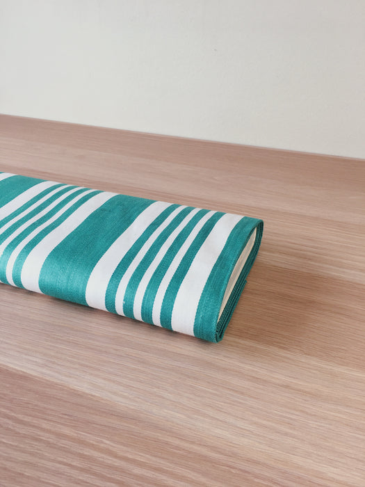 Emerald green striped ticking. Unused. Spain c.1950 - 1.5 meters