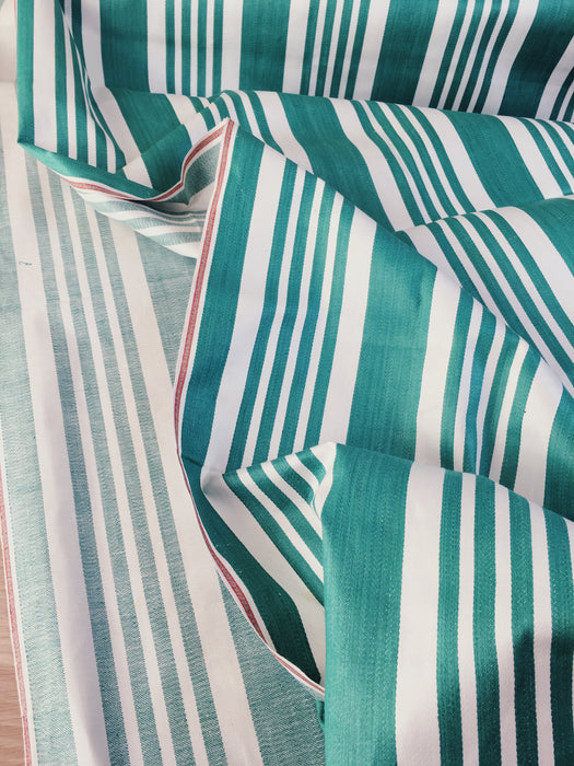 Emerald green striped ticking. Unused. Spain c.1950 - 1.5 meters