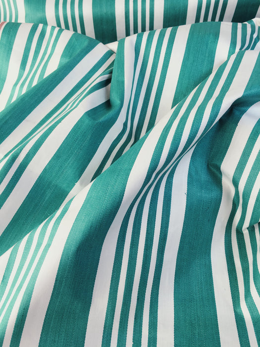 Emerald green striped ticking. Unused. Spain c.1950 - 1.5 meters