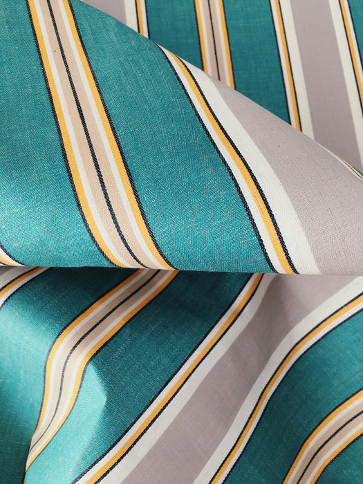 Green and gray stripes vintage ticking. Twill. Unused. Spain c.1940 - 6 meters