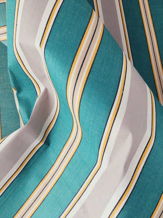 Green and gray stripes vintage ticking. Twill. Unused. Spain c.1940 - 12 meters