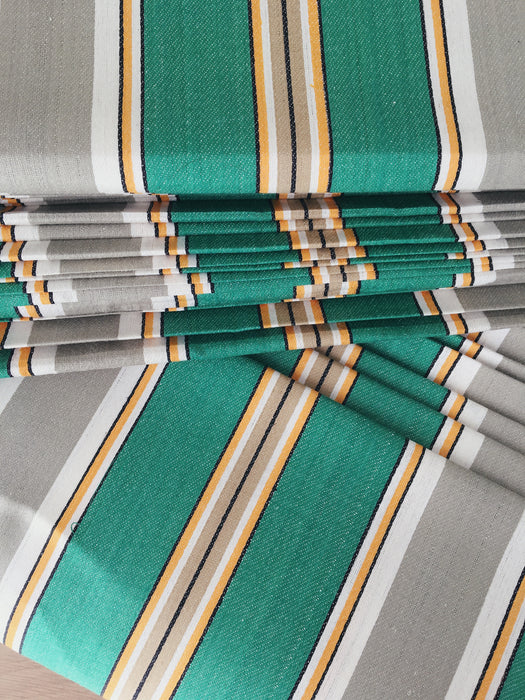 Green and gray stripes vintage ticking. Sateen. Unused. Spain c.1940 - Per meter (34 m avail.)