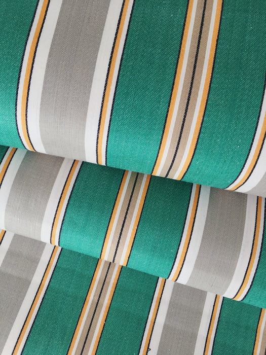 Green and gray stripes vintage ticking. Sateen. Unused. Spain c.1940 - Per meter (34 m avail.)