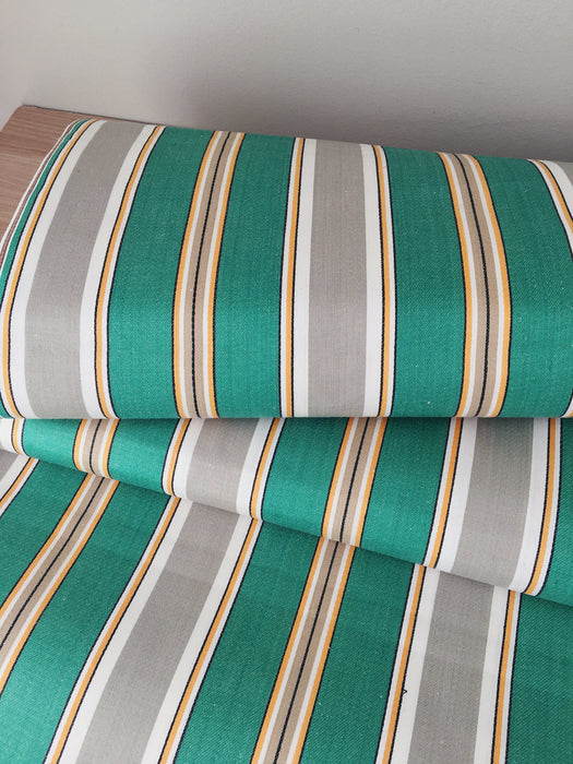 Green and gray stripes vintage ticking. Sateen. Unused. Spain c.1940 - Per meter (34 m avail.)