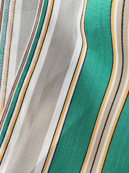 Green and gray stripes vintage ticking. Sateen. Unused. Spain c.1940 - Per meter (34 m avail.)
