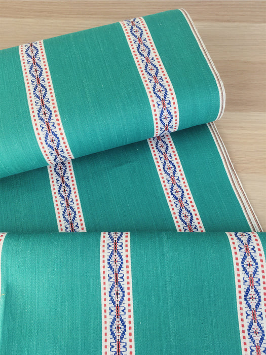Cheerful ticking in green with a jacquard motif. Unused. Spain c.1950 - Per meter (23 m avail.)