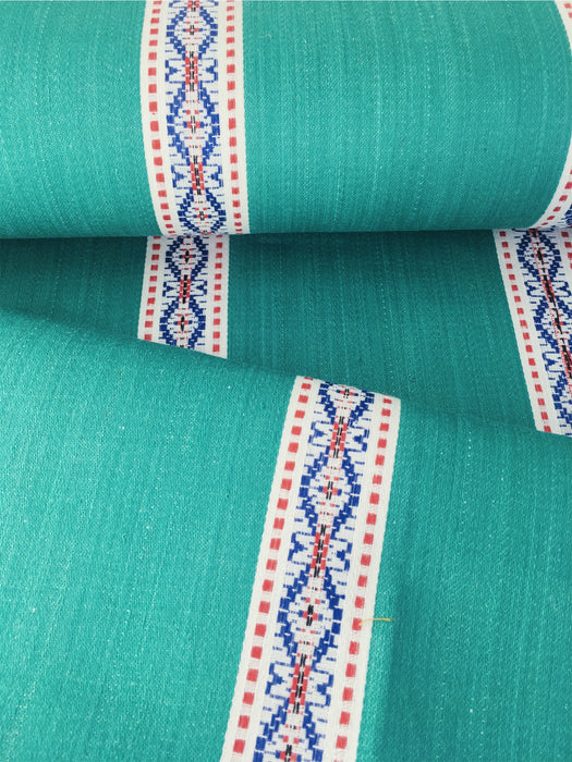 Cheerful ticking in green with a jacquard motif. Unused. Spain c.1950 - 1.25 meters