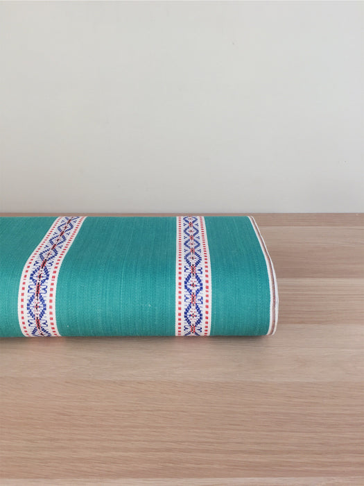 Cheerful ticking in green with a jacquard motif. Unused. Spain c.1950 - Per meter (23 m avail.)