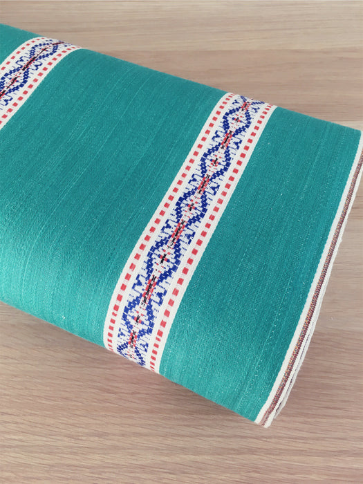 Cheerful ticking in green with a jacquard motif. Unused. Spain c.1950 - 1.25 meters