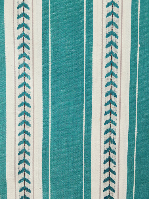 Green and white striped ticking with small leaves. Unused. Spain c.1950 - 4 meters