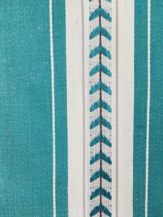 Green and white striped ticking with small leaves. Unused. Spain c.1950 - 4 meters