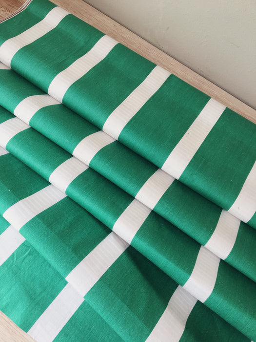 Ticking in green and white with wide stripes. Unused. Spain. c.1950 - 1.8 meters