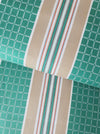 Stripes and checks ticking in green and beige. Unused. Spain c.1950 - 2 meters