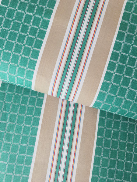 Green Stripes Antique European Ticking Fabric Unused Yardage RA-VERDE-010 - Ticking Depot