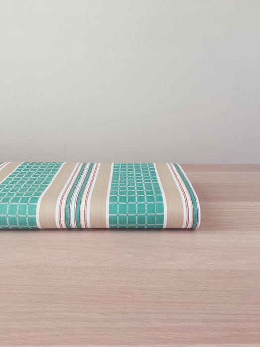 Stripes and checks ticking in green and beige. Unused. Spain c.1950 - 2 meters