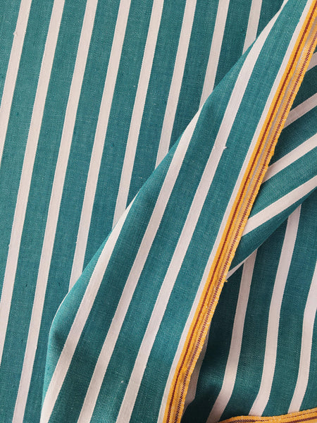 Ticking in green and white with stripes. Unused. Spain. c.1950 - 1.3 meters