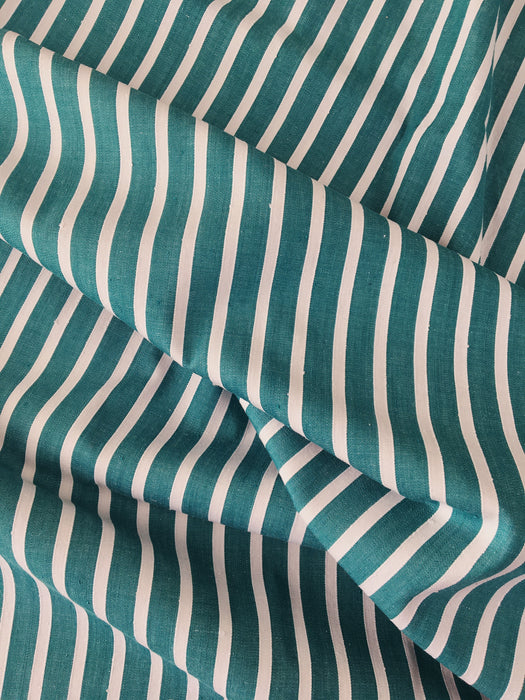 Ticking in green and white with stripes. Unused. Spain. c.1950 - 1.3 meters