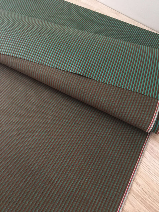 Brown and green striped ticking. Spain c.1900 - 70 cm × Per meter (15 m avail)