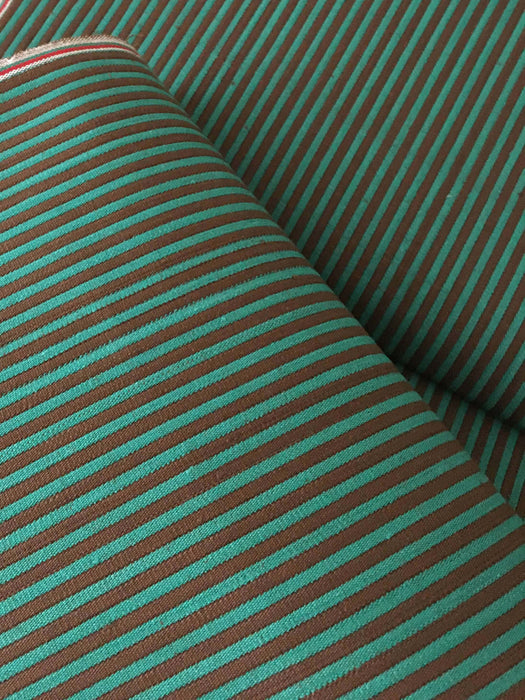 Brown and green striped ticking. Spain c.1900 - 70 cm × Per meter (15 m avail)
