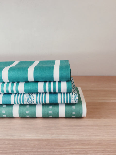 Green Stripes Antique European Ticking Fabric Rolletes RA-VERDE-COL - Ticking Depot