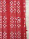 Handwoven checked ticking in red and white. Very rare. Spain. Early 1900s - 92×220 cm