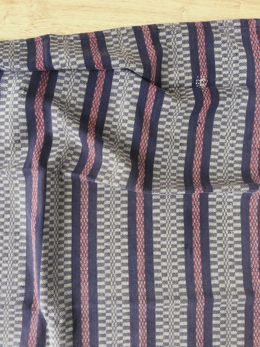 Handwoven ticking in checks blue, pink, and white. Very rare. Spain. Early 1900s.
