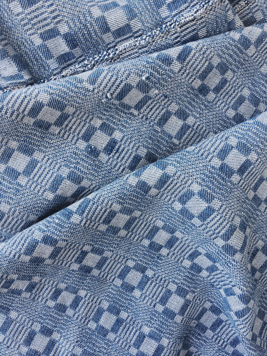Handwoven ticking in checks indigo blue and white. Very rare. Spain. Early 1900s.