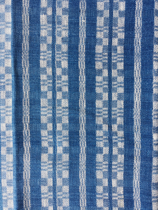 Blue Geometric Antique European Ticking Fabric Recovered Panels REC-CH-005 - Ticking Depot